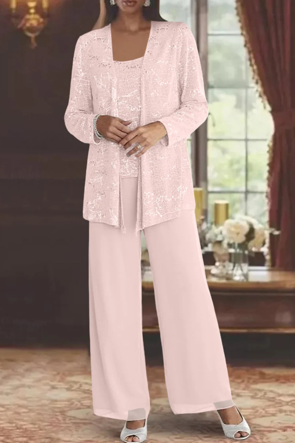 Lena | Women's Evening Set | Three-Piece, Wide-Leg Trousers | XS–2XL