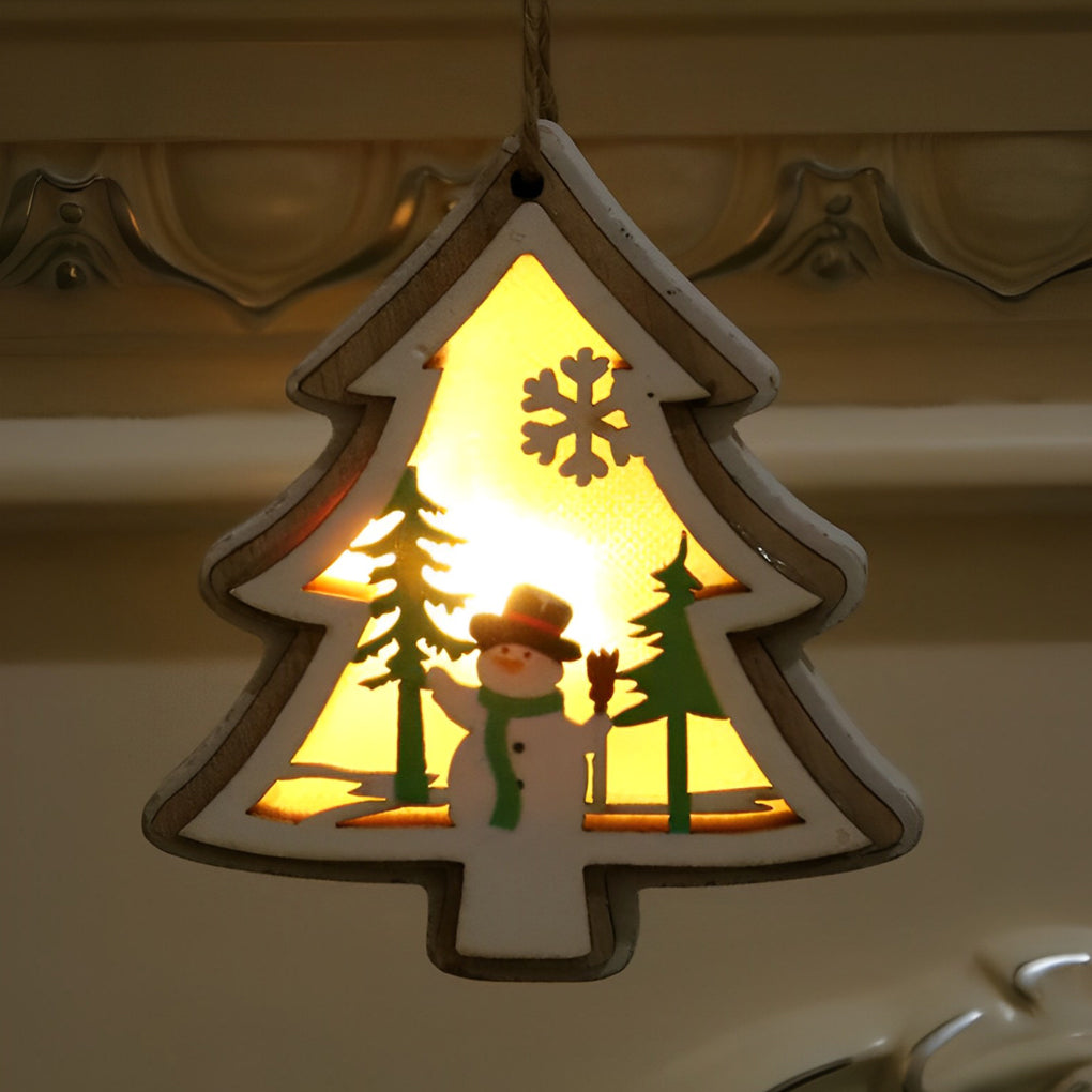 Soraya | Wooden Christmas Ornaments | Set of 2, Button Battery, Modern