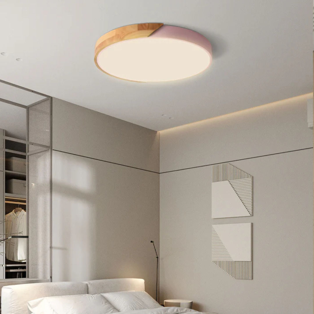 Inez | Ceiling Light | Scandinavian Wood LED, Round | Modern Indoor