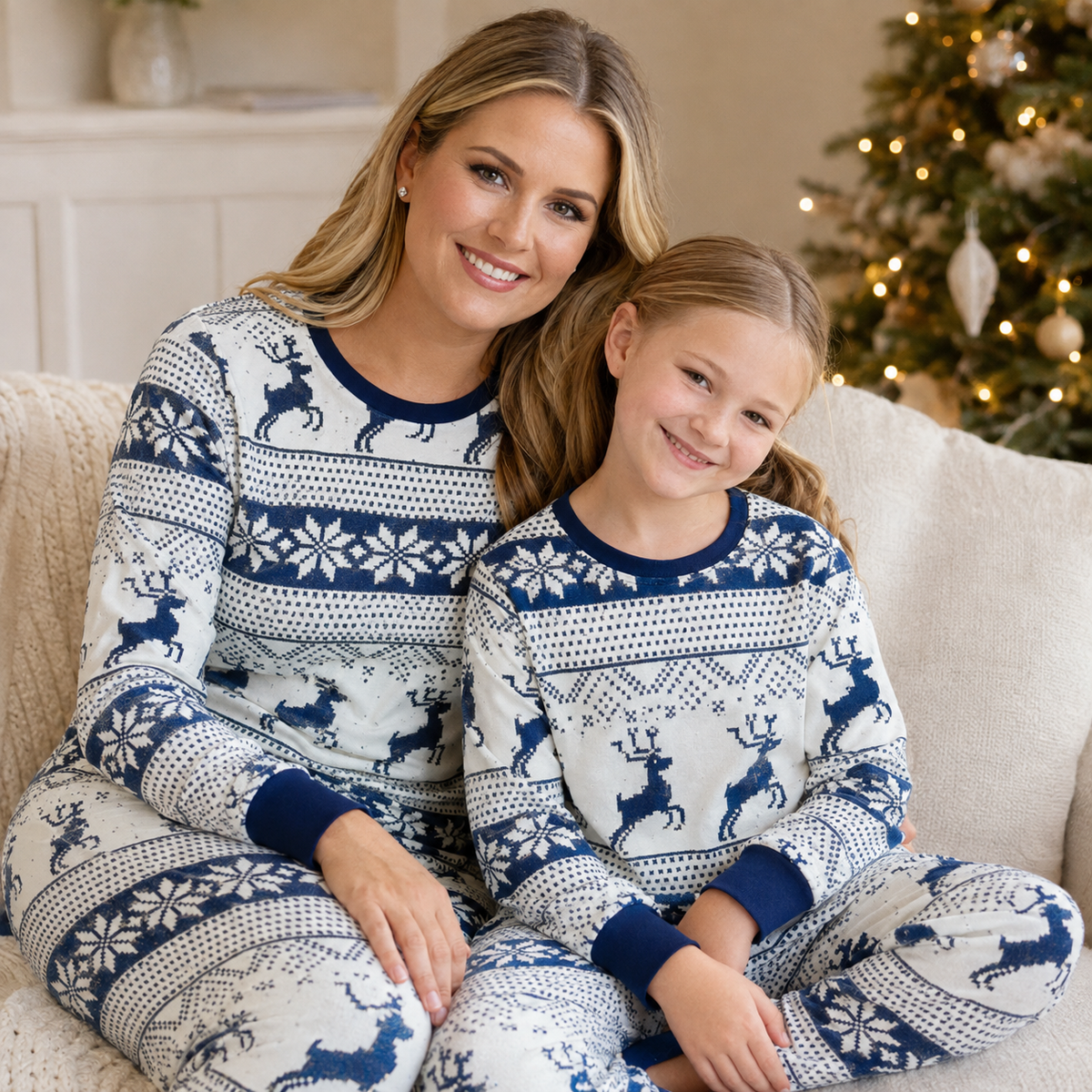 Family Matching Christmas Pyjamas Nordic Reindeer Print Adults Kids | Vianne