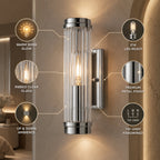 Mila | Wall Lamp | Modern Cylindrical Glass, 1/2-Light | Chrome & Gold