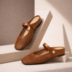 Orthopedic Mules Women Mary Jane Strap Flats Breathable Open Weave
