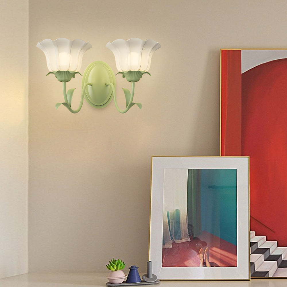 Eira | Wall Lamp | Floral Glass, 3-Step Dimmable, Green | 1 or 2 Light