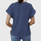 Mila | Women's Openwork Blouse | Short Sleeve, Round Neck | Loose Fit