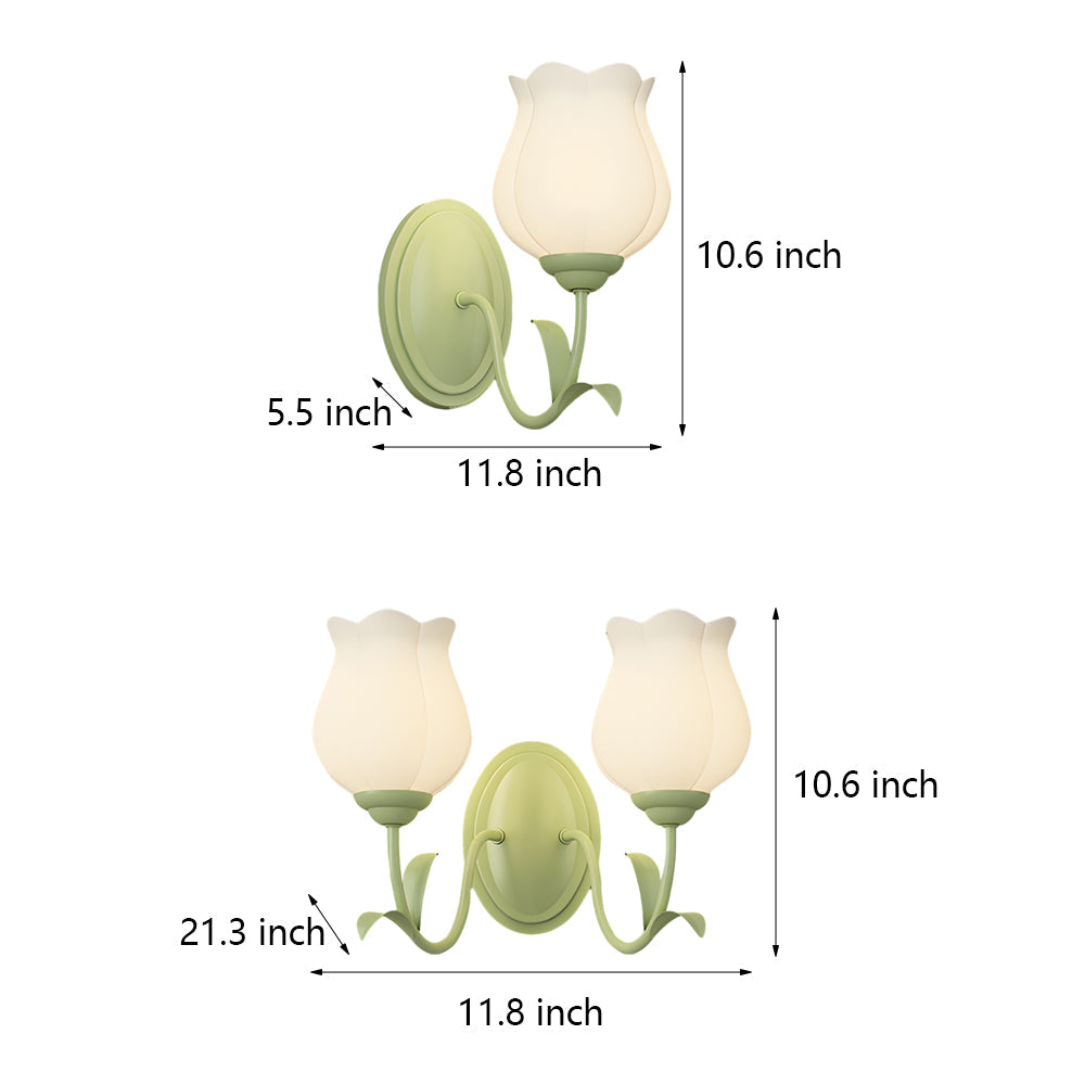 Eira | Wall Lamp | Floral Glass, 3-Step Dimmable, Green | 1 or 2 Light