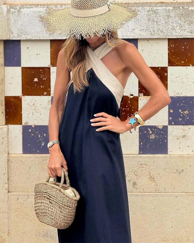 Liora | Maxi Cross Neck Dress | Open Back, Special Occasions