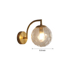 Luna | Wall Lamp | Curved Arm, Spherical Ribbed Glass Shade, 1-Light