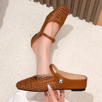 Orthopedic Mules Women Mary Jane Strap Flats Breathable Open Weave