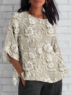 Women Blouse Vintage Floral Embroidery