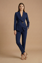 Women 2 Piece Blazer Set Shawl Collar Straight Leg Trousers