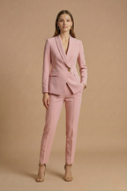 Women 2 Piece Blazer Set Shawl Collar Straight Leg Trousers