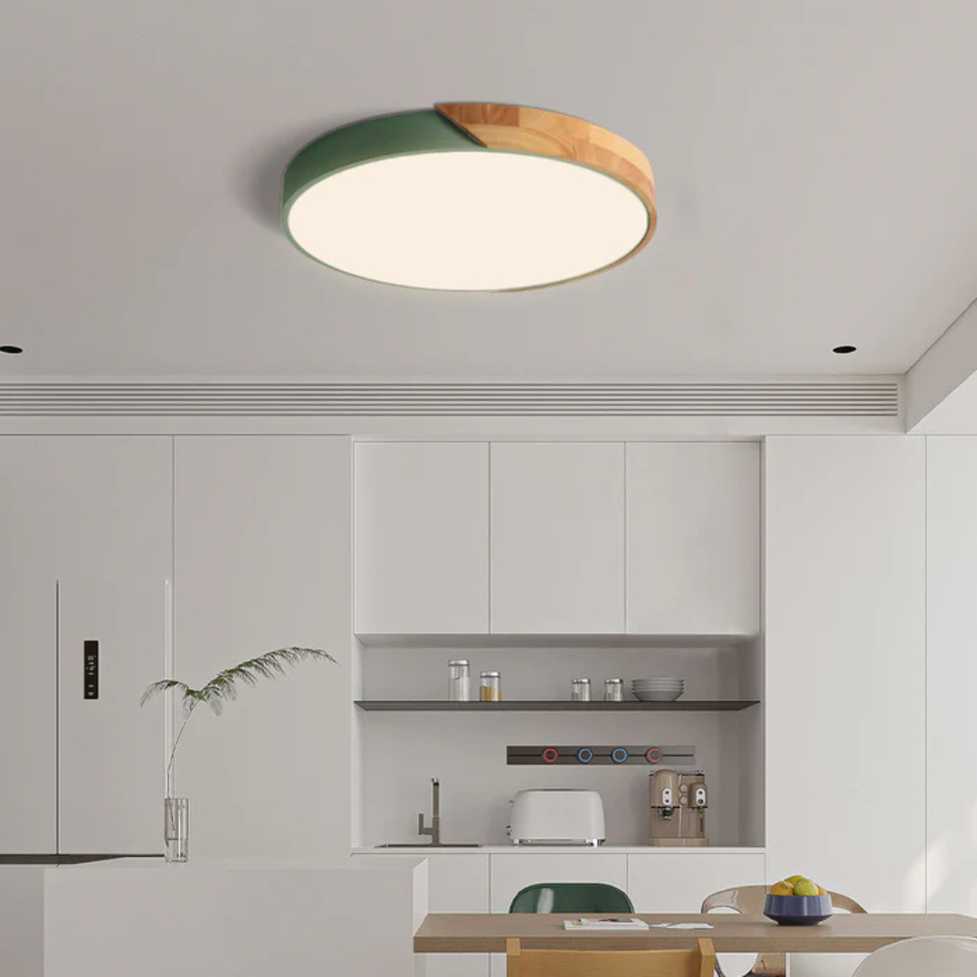 Inez | Ceiling Light | Scandinavian Wood LED, Round | Modern Indoor