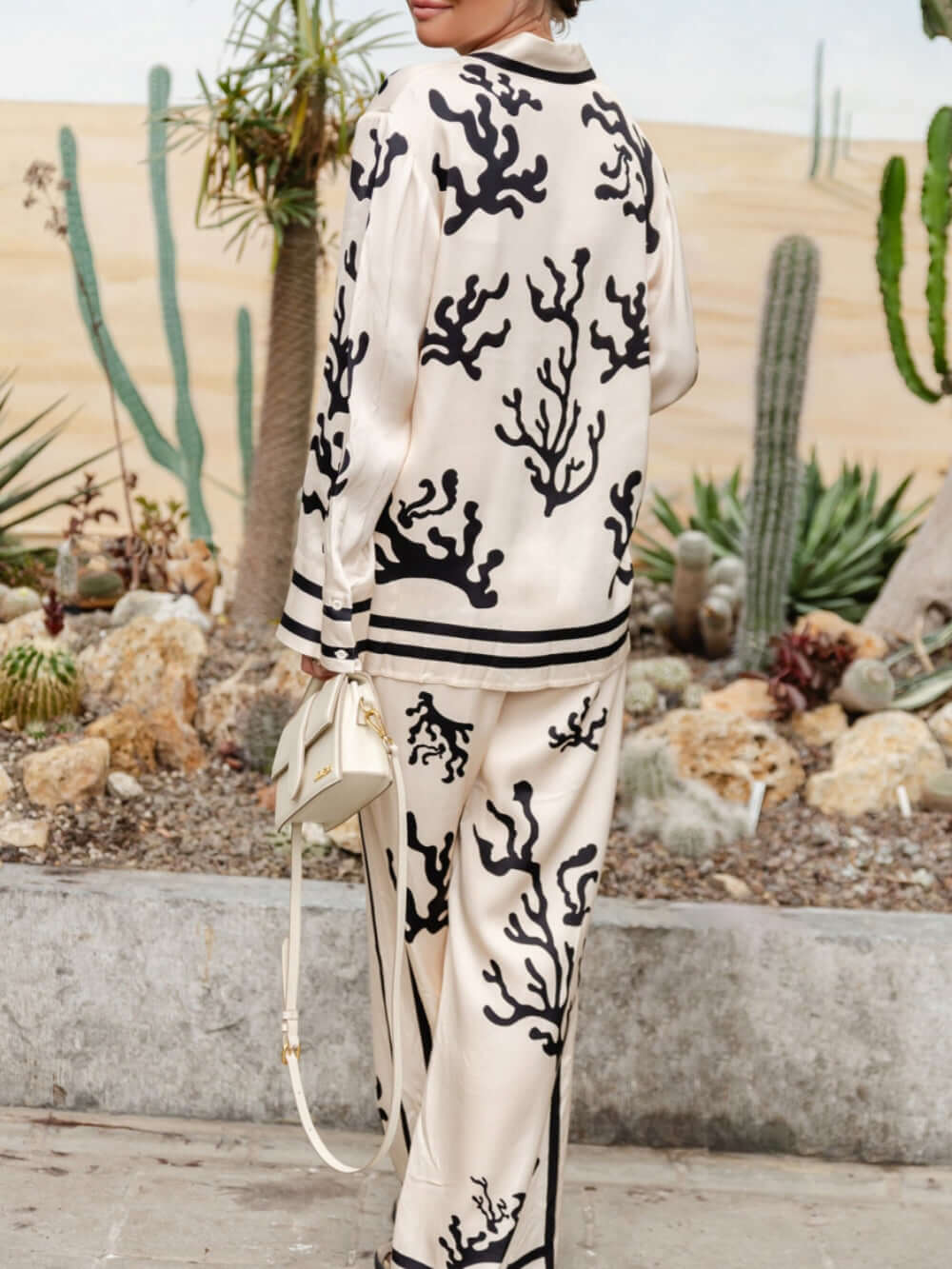 Women 2 Piece Wide Leg Pants Blouse Set
