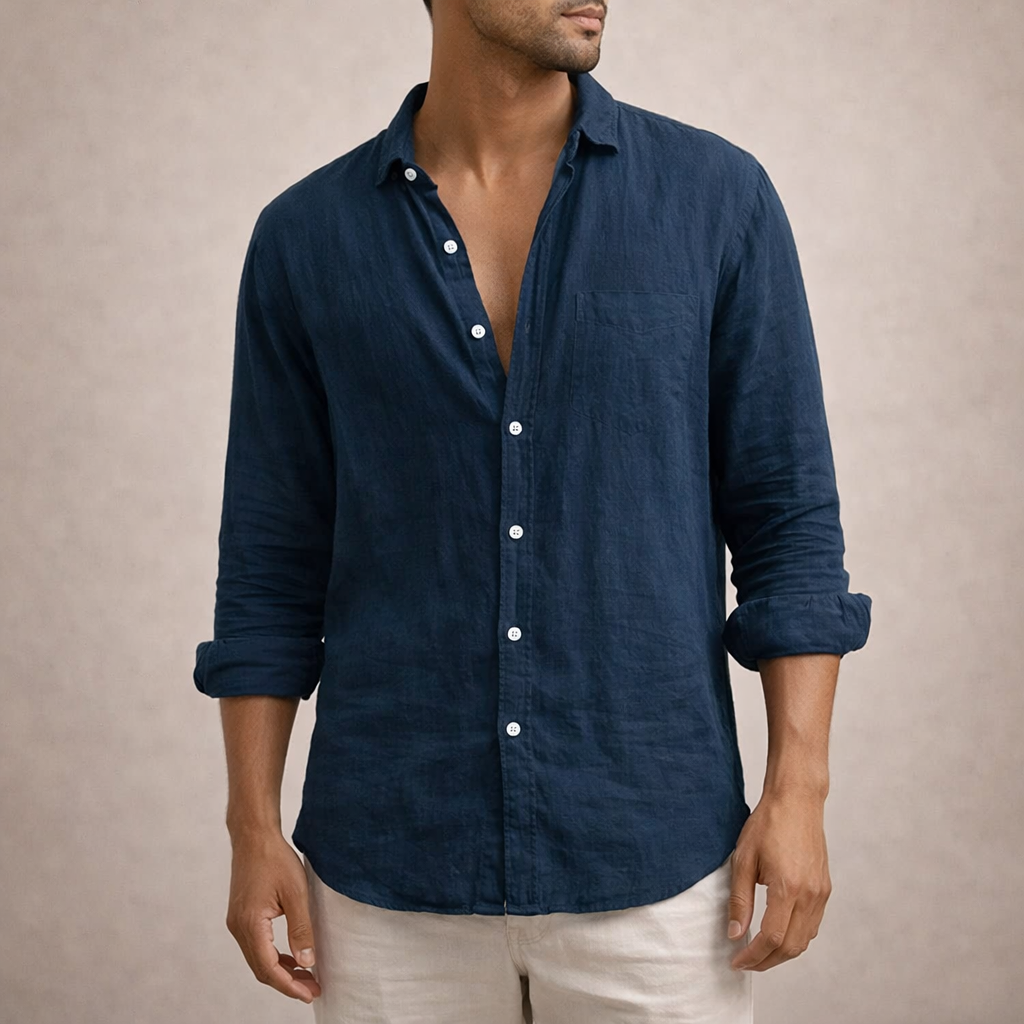 Maren | Men's Linen Shirt | Casual, Breathable | Long Sleeve, Open Collar