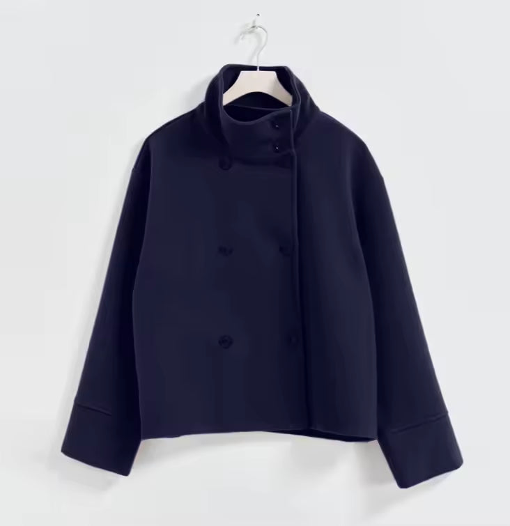 Juno | Women's Short Coat | Double-Breasted, Classic Fit | Black, Navy, Beige, Grey