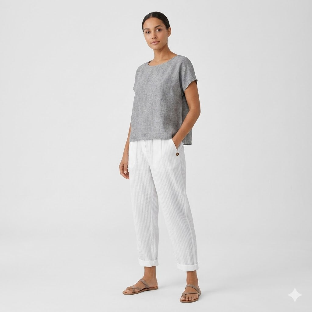 Women Linen Pants Relaxed Fit Wide Leg Lightweight | Liora