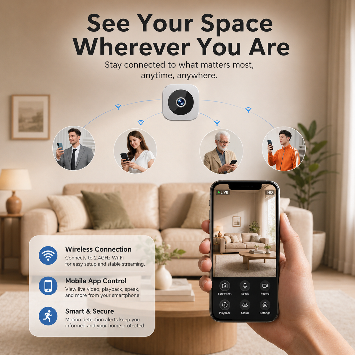 Clea | Security Camera | 1080P HD, Night Vision, Wireless | Magnetic Mount