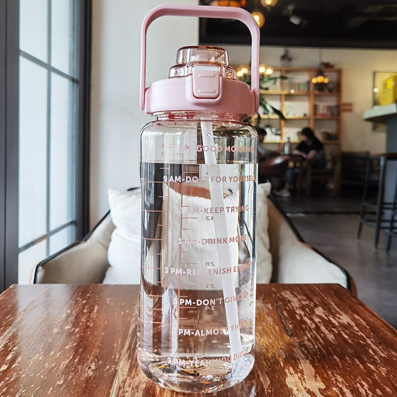 Della | 2L Water Bottle | Motivational Time Markings | BPA-Free, Large Capacity