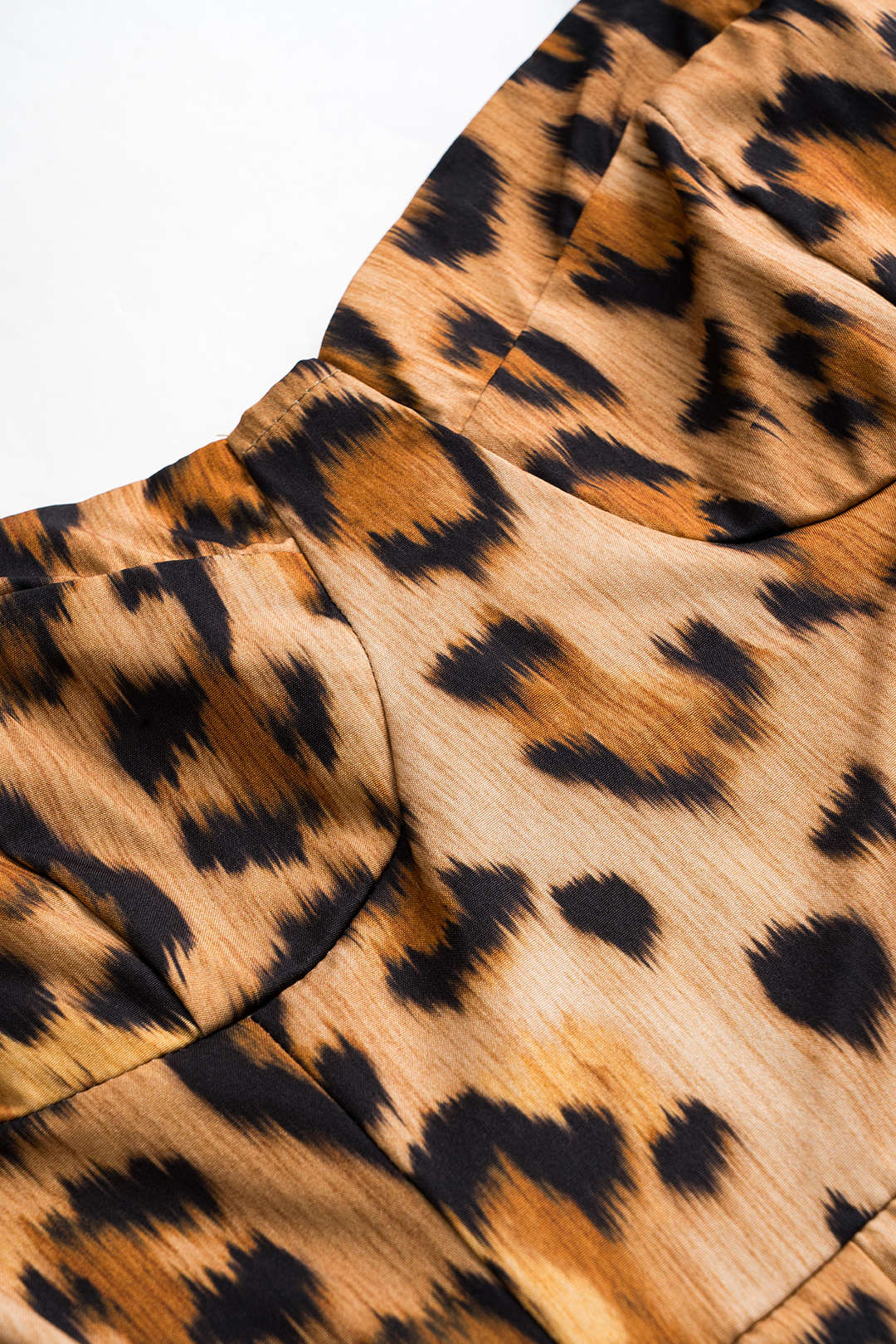 Women Leopard Print Midi Dress Corset Bodice