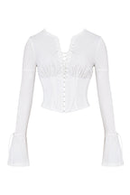 Corset Top Women Long Sleeve Lace Up Deep Neckline | Mira