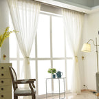 Esme | Sheer Curtains | White Striped, Voile, Light-Filtering | Living Room