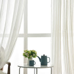 Esme | Sheer Curtains | White Striped, Voile, Light-Filtering | Living Room