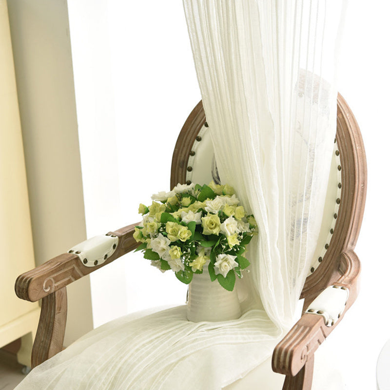 Esme | Sheer Curtains | White Striped, Voile, Light-Filtering | Living Room