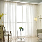 Esme | Sheer Curtains | White Striped, Voile, Light-Filtering | Living Room
