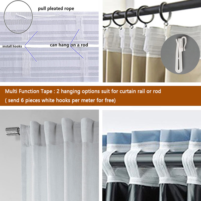 Esme | Sheer Curtains | White Striped, Voile, Light-Filtering | Living Room