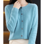 Nova | Women's Merino Wool Sweater | Round Neck, Button Placket | Slim Fit