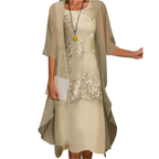 Sorrel | Women's Midi Dress | Wedding Guest, Sheer Sleeves | Flowy