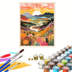Ondina | Paint by Numbers Kit | Sunset Mountain Landscape, 40x50cm | DIY Art