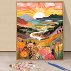Ondina | Paint by Numbers Kit | Sunset Mountain Landscape, 40x50cm | DIY Art