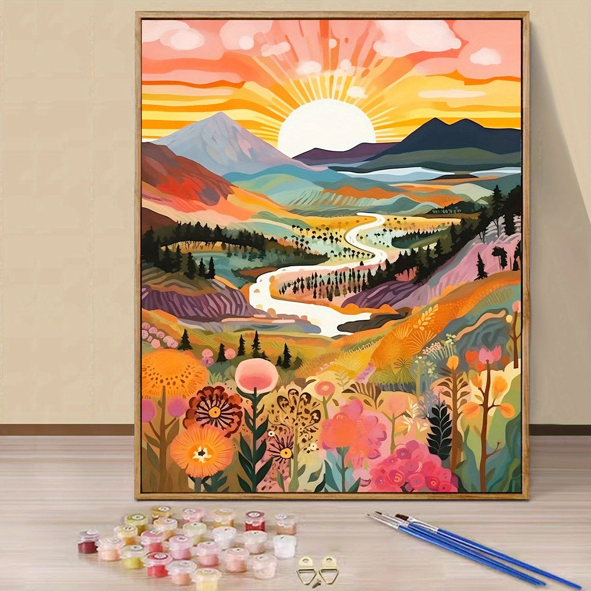 Ondina | Paint by Numbers Kit | Sunset Mountain Landscape, 40x50cm | DIY Art