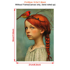 Cosima | Canvas Wall Art | Girl & Cardinal Portrait, Art Deco | Frameless