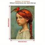 Cosima | Canvas Wall Art | Girl & Cardinal Portrait, Art Deco | Frameless