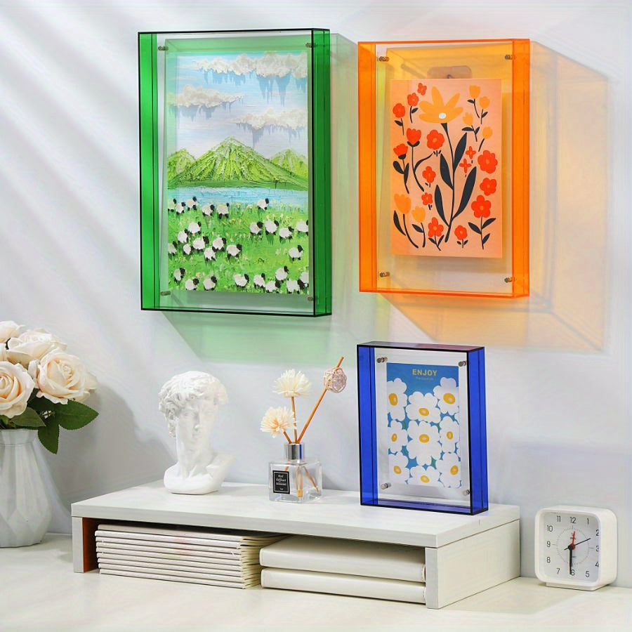 Yara | Acrylic Photo Frame | Transparent, Double-Sided, Art Deco | Wall & Table
