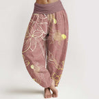 Halcyon | Women's Harem Pants | Koi Fish & Lotus Print, Cotton | Loose Fit
