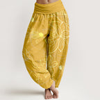 Halcyon | Women's Harem Pants | Koi Fish & Lotus Print, Cotton | Loose Fit