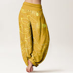 Halcyon | Women's Harem Pants | Koi Fish & Lotus Print, Cotton | Loose Fit