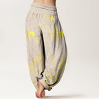Halcyon | Women's Harem Pants | Koi Fish & Lotus Print, Cotton | Loose Fit