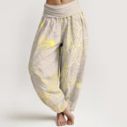 Halcyon | Women's Harem Pants | Koi Fish & Lotus Print, Cotton | Loose Fit