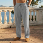Men Linen Pants Relaxed Fit Drawstring Lightweight | Faye