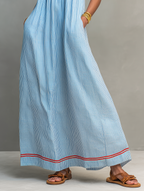 Yvaine | Maxi Dress | Women's Striped, Spaghetti Strap | Red Trim Detail