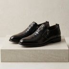 Nora | Men's Leather Dress Shoes | Lion Embossed, Side Zip | All-Season