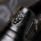 Nora | Men's Leather Dress Shoes | Lion Embossed, Side Zip | All-Season