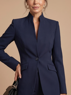 Women 2 Piece Suit Stand Collar Flared Trousers
