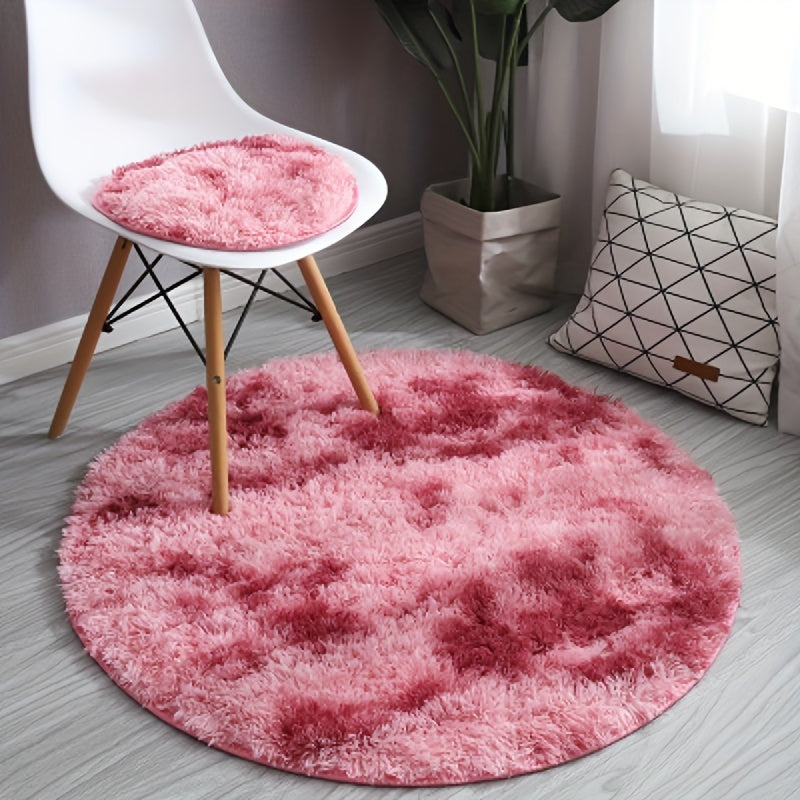 Delphine | Round Plush Rug | Tie-Dye, Soft & Non-Slip | Living Room, Bedroom