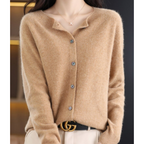 Nova | Women's Merino Wool Sweater | Round Neck, Button Placket | Slim Fit