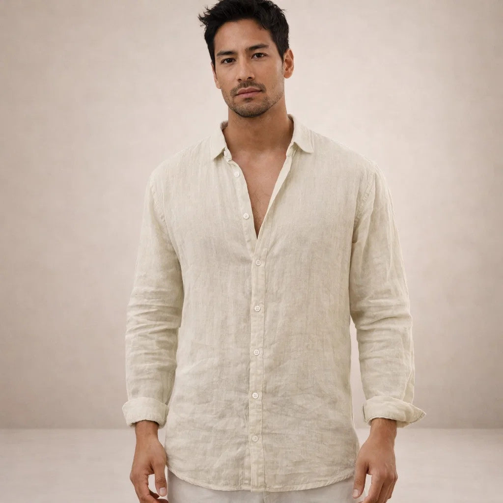 Maren | Men's Linen Shirt | Casual, Breathable | Long Sleeve, Open Collar